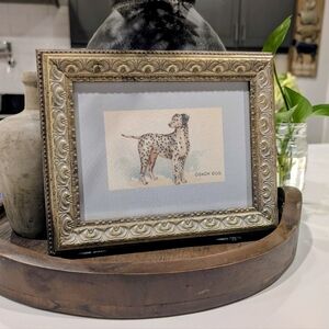 Vintage Style Coach Dog Framed Art in Gold and Gray